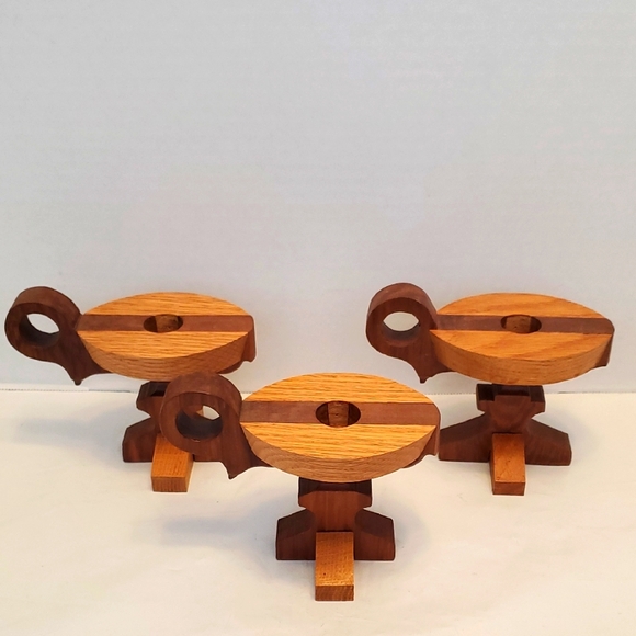Wooden Candle Holders 3-pc Set
